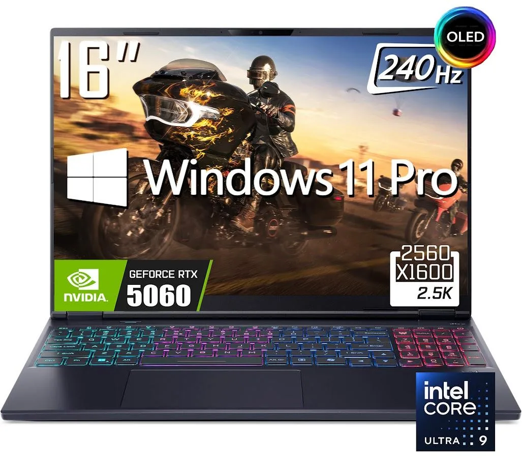 Acer America Acer Predator Helios Neo 16S AI Gaming Laptop Core Ultra 9 275HX RTX 5060 16GB 1TB OLED 240Hz — product photo