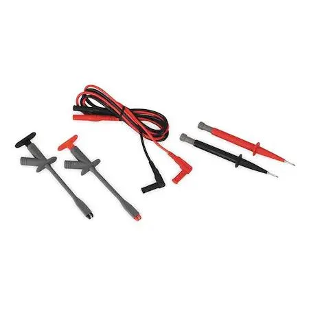 Test lead kit with probes, clips and right-angle leads, red and black, 4 ft length