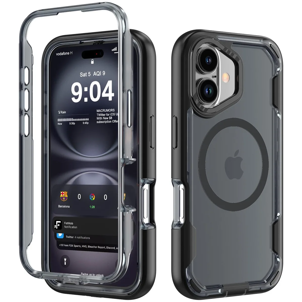  DEERLAMN MilitaryGradeCaseIP16 iPhone 16 6.1-Inch Magnetic Shockproof Case Matte+Black cell phones - unlocked — product photo