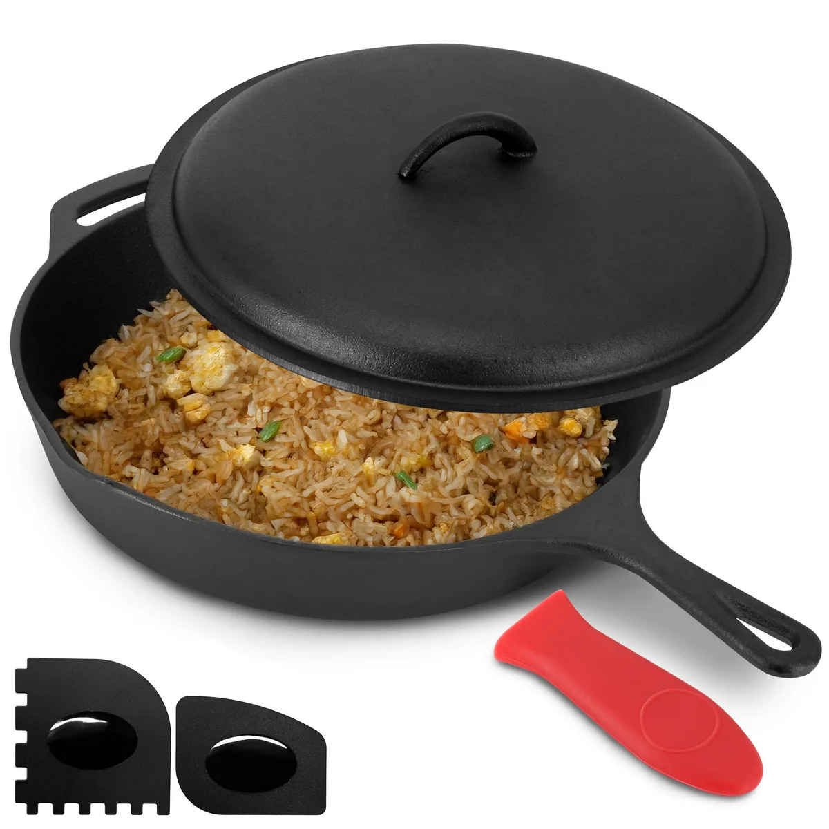 MegaChef MegaChef 510121255M 12 Inch Cast Iron Skillet with Lid — product photo