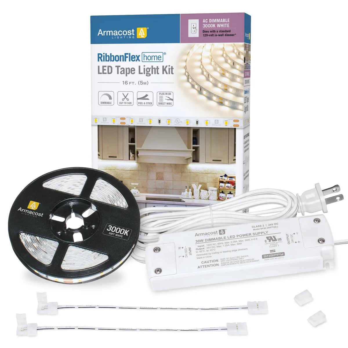  Armacost Lighting 421502 LED Tape Light Kit 16 ft 3000K 300 LED 24V 30W light fixture — product photo