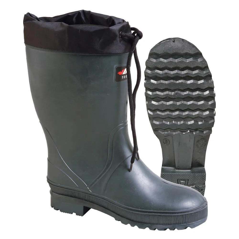 Green mid-calf rubber boot plain toe 13 inch height size 10