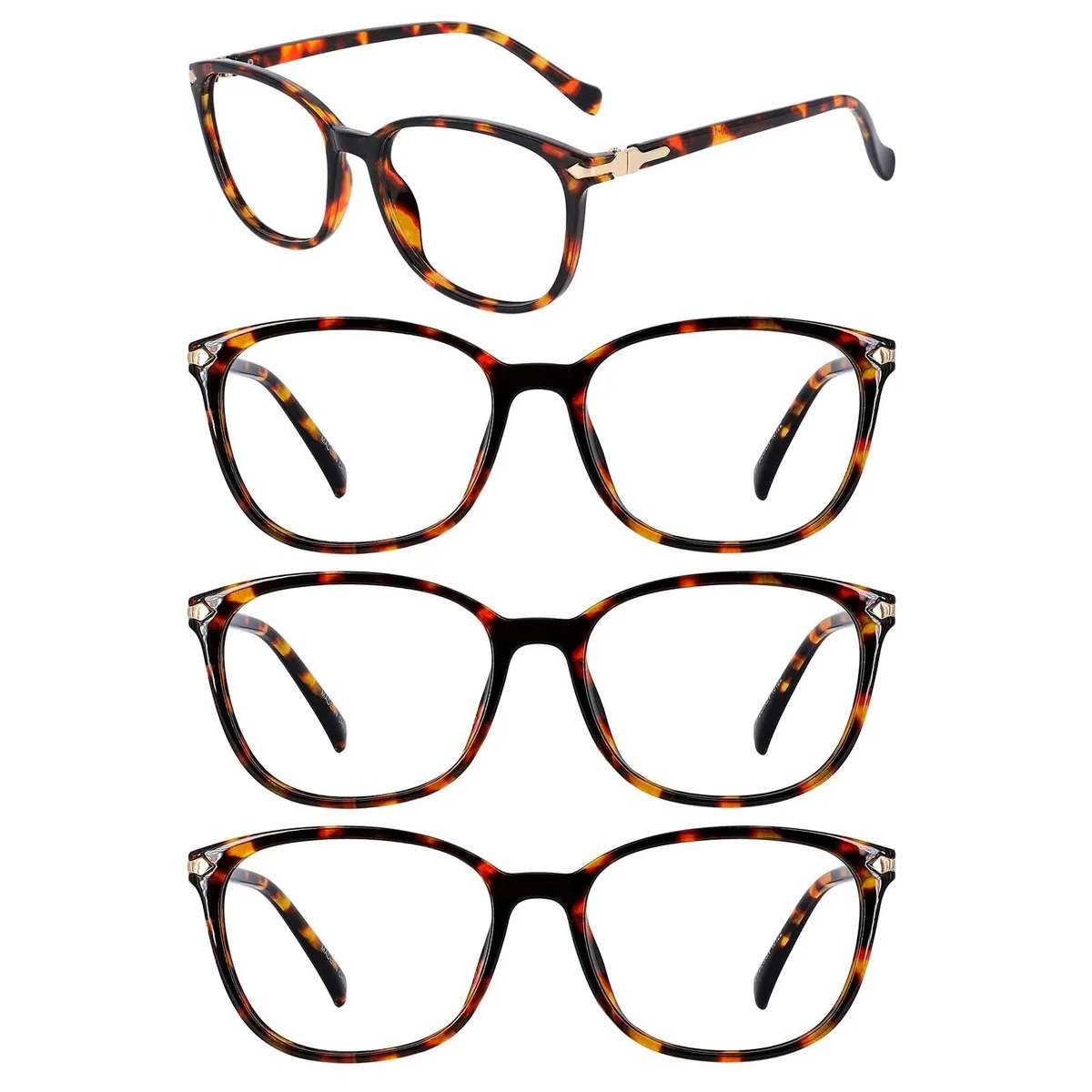 ARENTI ARENTI 2 in 1 Accessory 4 Pack Blue Light Readers 1.0 Women Large Brown Tortoise — product photo