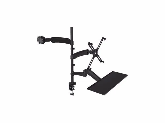 Black dual monitor and tablet mounting arm, 45 in high