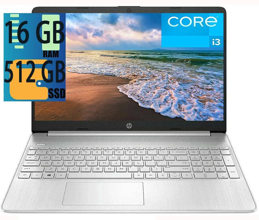 HP HP 15 laptop, Core i3-1115G4, 16GB, 512GB, 15.6" HD, Silver — product photo