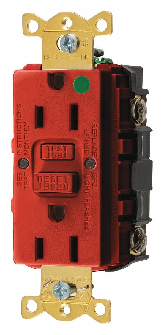 Hubbell Incorporated Hubbell Incorporated GFR82R GFCI Receptacle 15A 125V 5-15R Red — product photo
