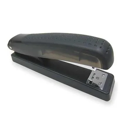 Black desktop stapler metal plastic construction full strip top loading