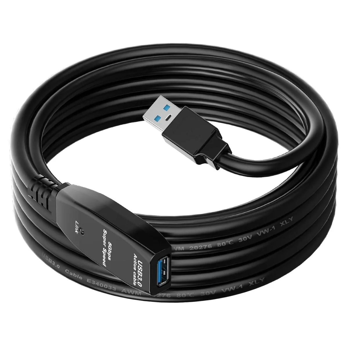 Jansicotek Jansicotek U310 USB 3.0 Active Extension Cable 16 Feet Male to Female 5 Gbps Black — product photo