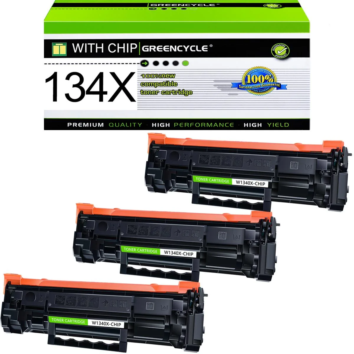 GREENCYCLE GREENCYCLE 134X W1340X Black Toner Cartridge 3-Pack — product photo