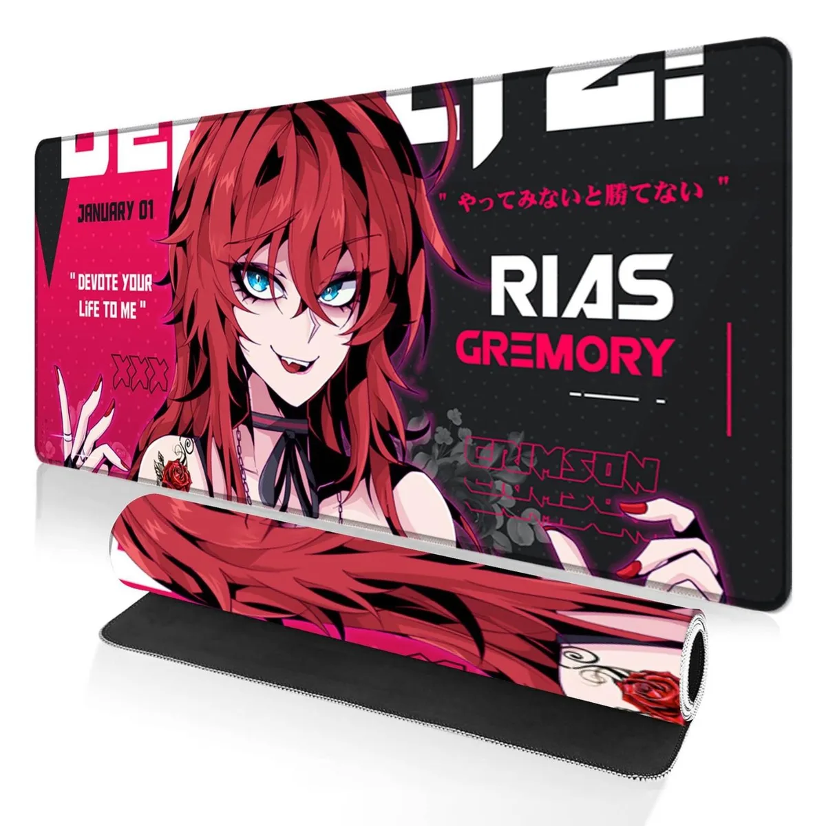 Alpha Fit Alpha Fit Anime Gaming Mouse Pad XXL 35.4" x 15.7" Crimson Red Haired Demon Girl 01 — product photo