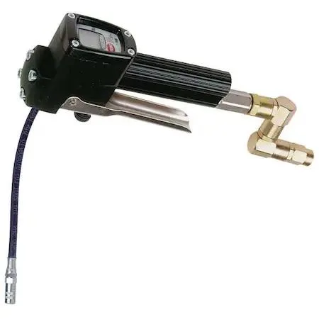 Liquidynamics 100452 grease meter with Z-swivel, digital display, flex spout and four-jaw coupler