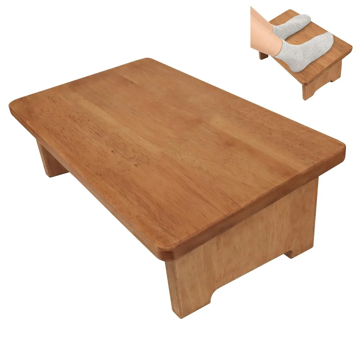 Solid walnut footrest with leather finish, 15.8 by 9.5 inches