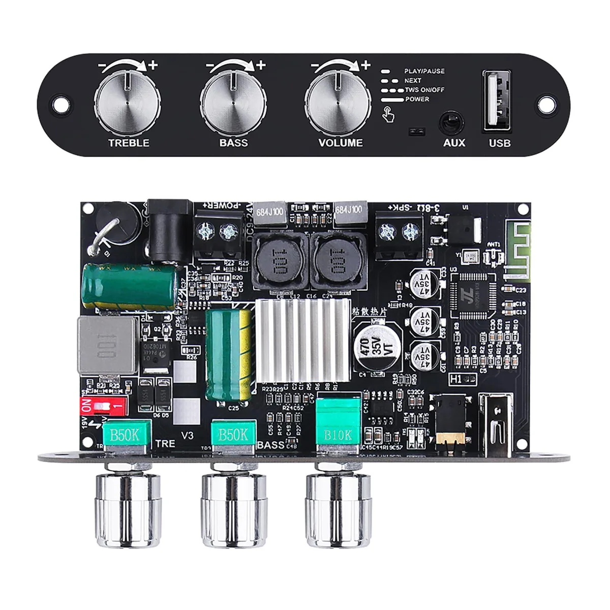 ZK-1001U Mono Amplifier Board 100W TWS Stereo 9-24V Audio Component — product photo