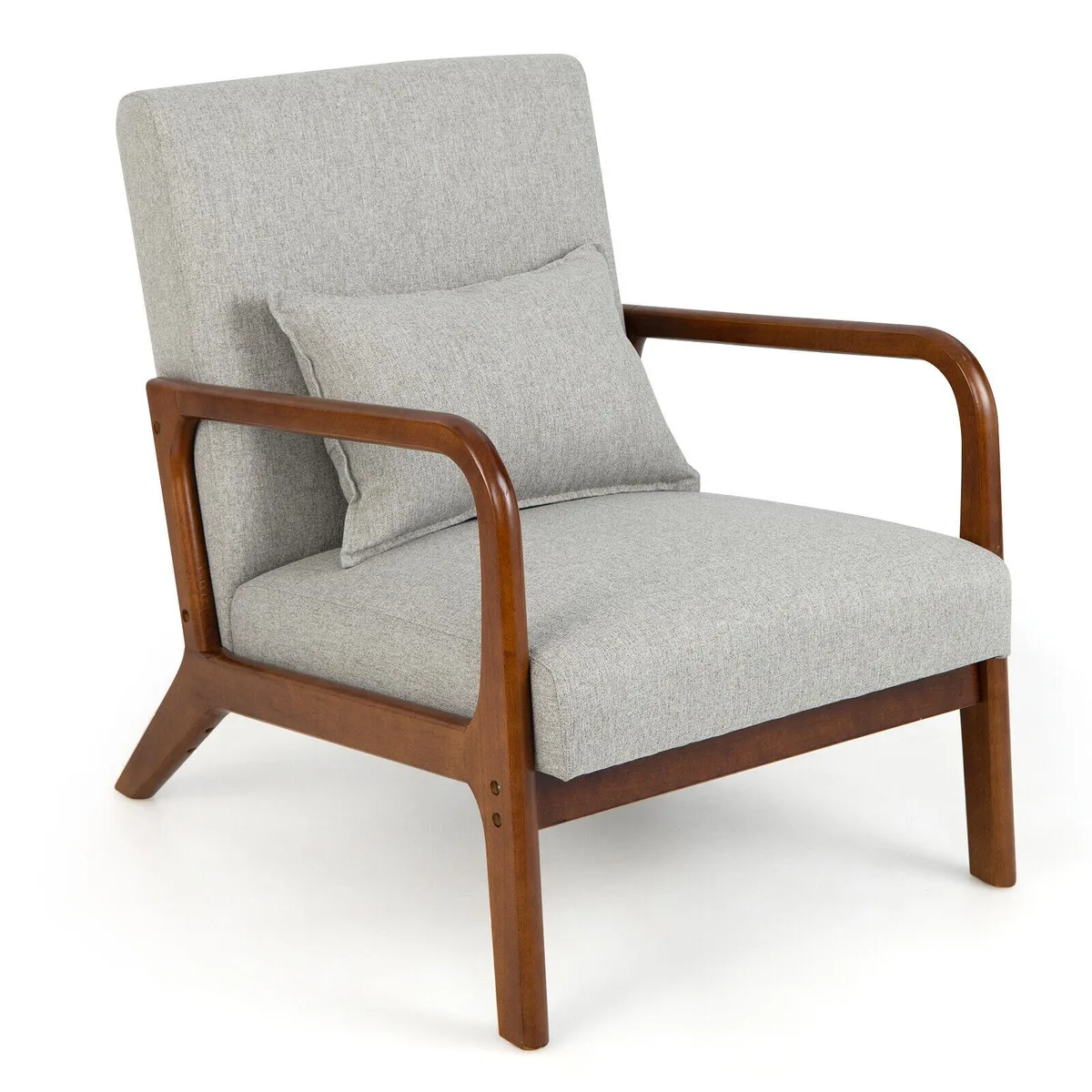 SlickBlue SlickBlue Accent Chair Grey Rubber Wood 31x25.5x30.5in Lumbar Pillow — product photo