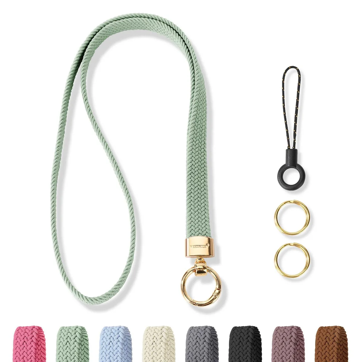  WEESMILE WSLY05 16" stretchy nylon lanyard Sage Green — product photo
