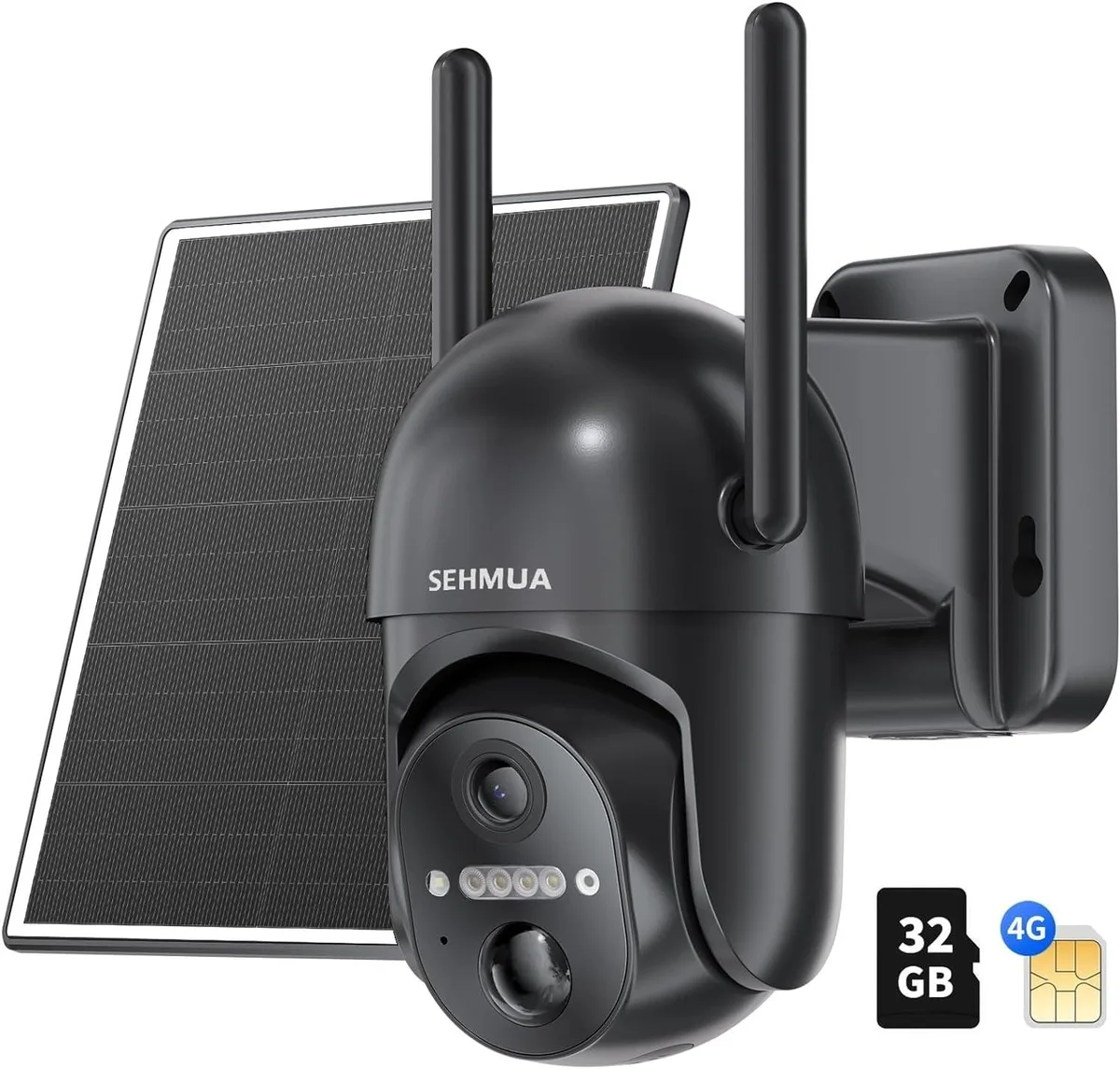 WUQ WUQ 4G LTE Solar Security Camera 2K 360° PIR 2-Way Talk 10400mAh 32GB SIM — product photo