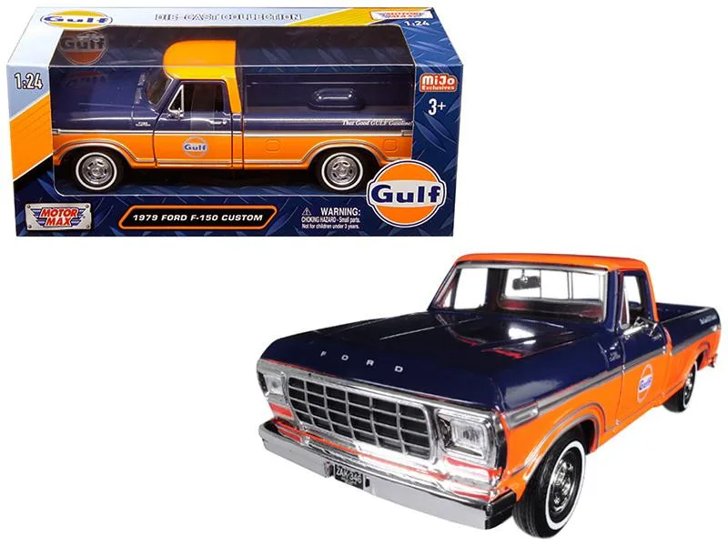 MOTORMAX MOTORMAX 1979 Ford F-150 Custom Pickup Truck "Gulf" Dark Blue Orange 1/24 Diecast Vehicle — product photo