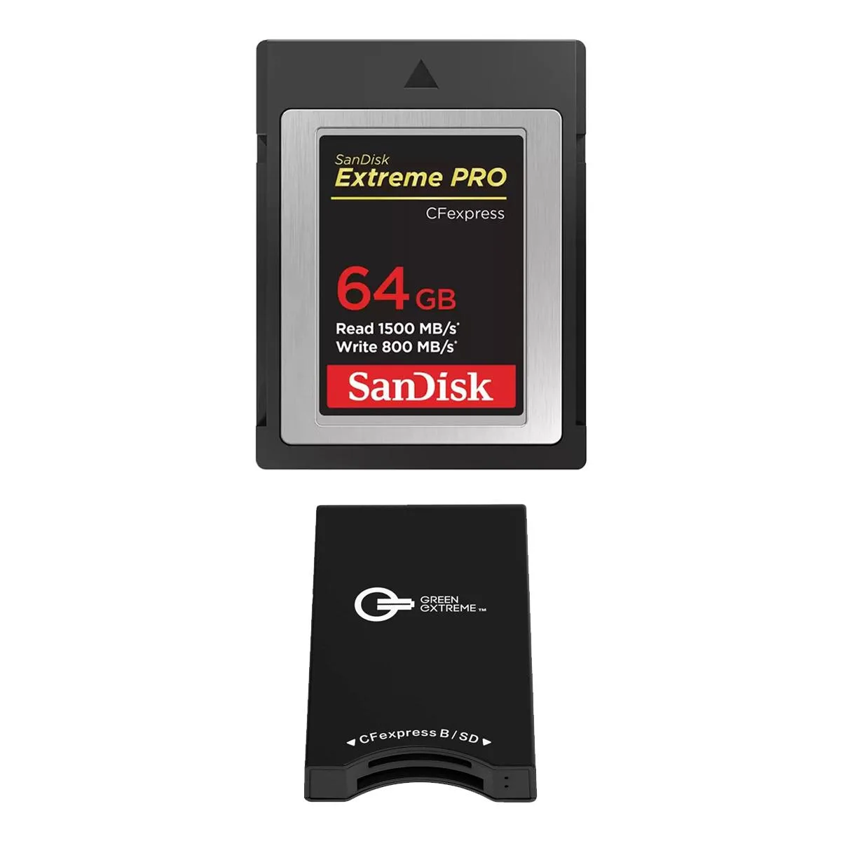 SanDisk SanDisk Extreme PRO 64GB CFexpress Type-B Memory Card with Green Extreme Dual-Slot Reader — product photo