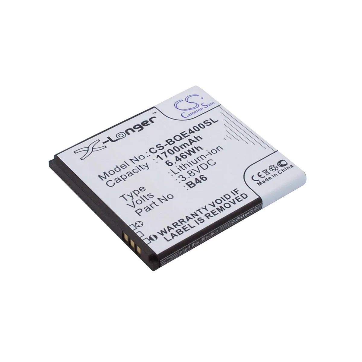 Cameron &amp; Co Cameron &amp; Co DS-CS-BQE400SL cell phone battery 3.8 V 1700 mAh — product photo
