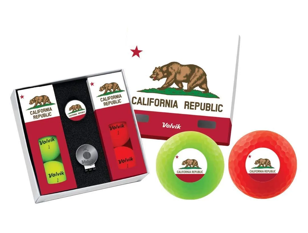 Volvik Volvik 5612 California State Edition golf ball 4-pack with marker and hat clip — product photo