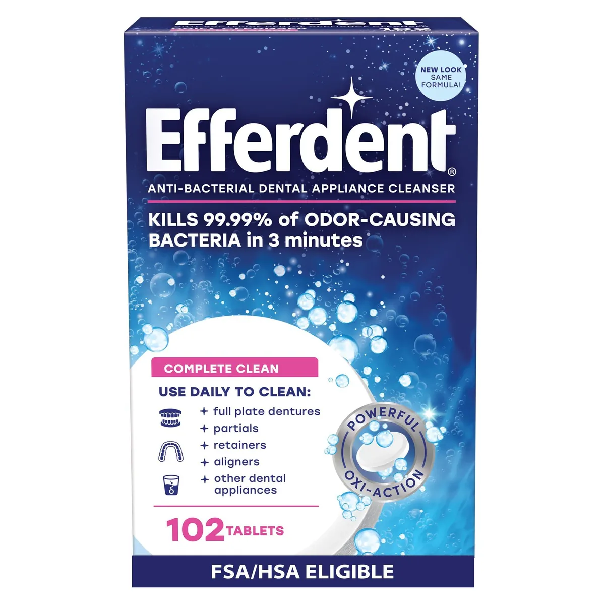White box of 102 retainer cleaning tablets