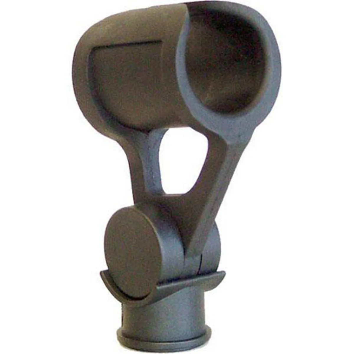 Black cylindrical microphone clip with brass threaded base, 1.18 inch inner diameter