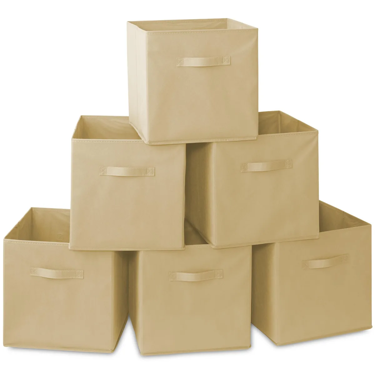 Casafield Casafield Set of 6 Collapsible Fabric Cube Storage Bins, Sandy Beige - 13 — product photo
