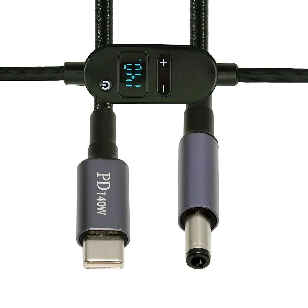 Fervit Fervit USB-C to DC 5.5×2.5 mm 140 W cable with LED display 1.5 m — product photo