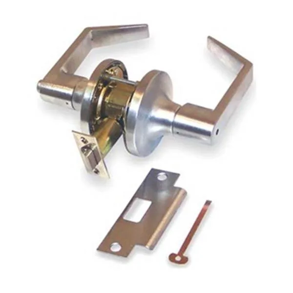 Satin chrome Augusta privacy lever lockset, cylindrical, Grade 1