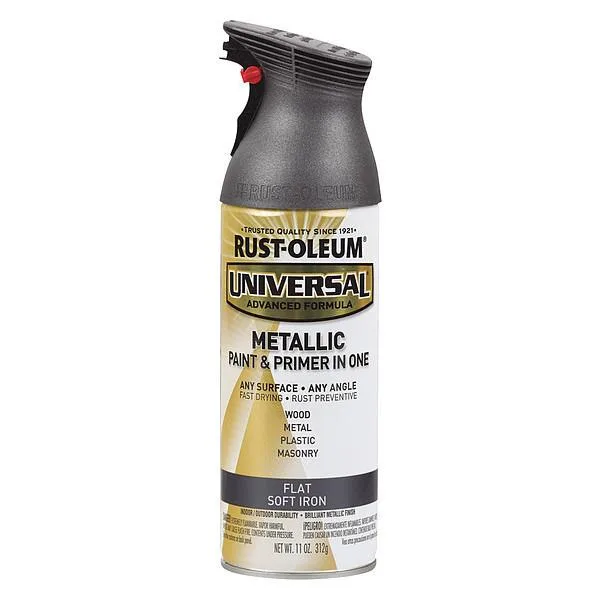 Aerosol spray paint can, flat Soft Iron finish, 11 oz