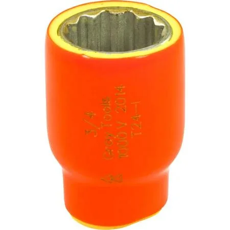 Gray Tools 3/4 inch 12-point insulated socket with orange and yellow safety layers