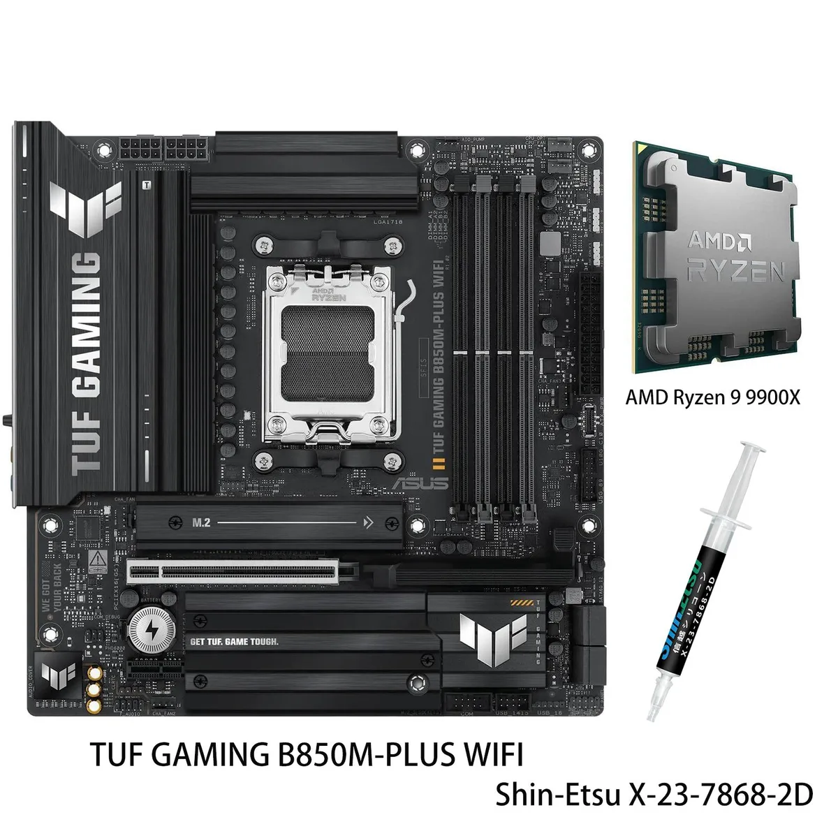ASUS ASUS TUF GAMING B850M-PLUS WIFI AMD Motherboard &amp; Ryzen 9 9900X Combo — product photo