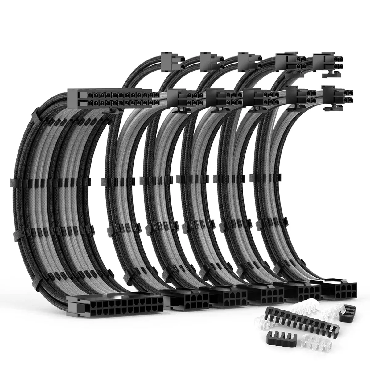 PISKEKAT PISKEKAT PSU Cable Extension Kit 30cm 1x24Pin 2x8Pin 3x8Pin Black Gray — product photo