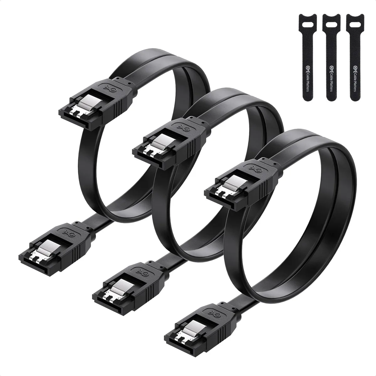  Cable Matters 104007-BLK-18x3 3-Pack Straight SATA III 6Gbps Cable Black 18 inches — product photo