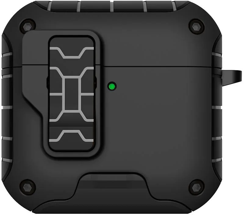 Nakedcellphone Nakedcellphone MagnaFlip Rugged Case for AirPods 4 with Stand, Clip, Lanyard, Kit – Matte Black — product photo