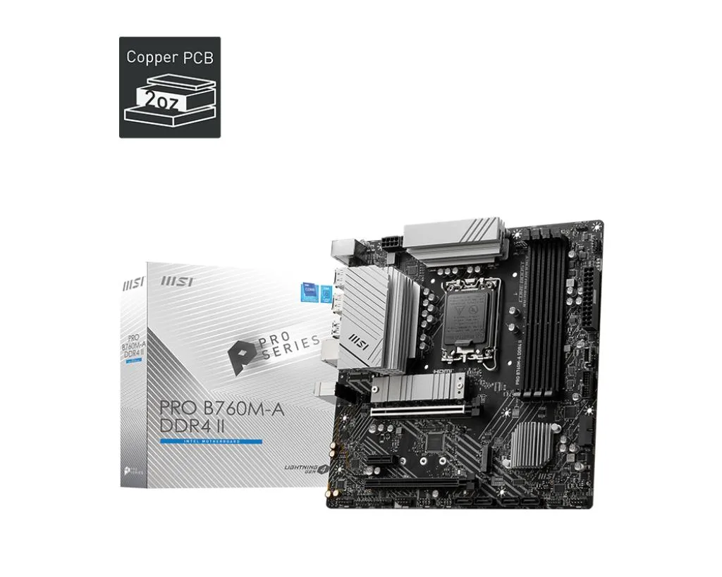 MSI MSI PRO B760M-A DDR4 II B750 SATA 6Gb/s mATX Intel motherboard — product photo