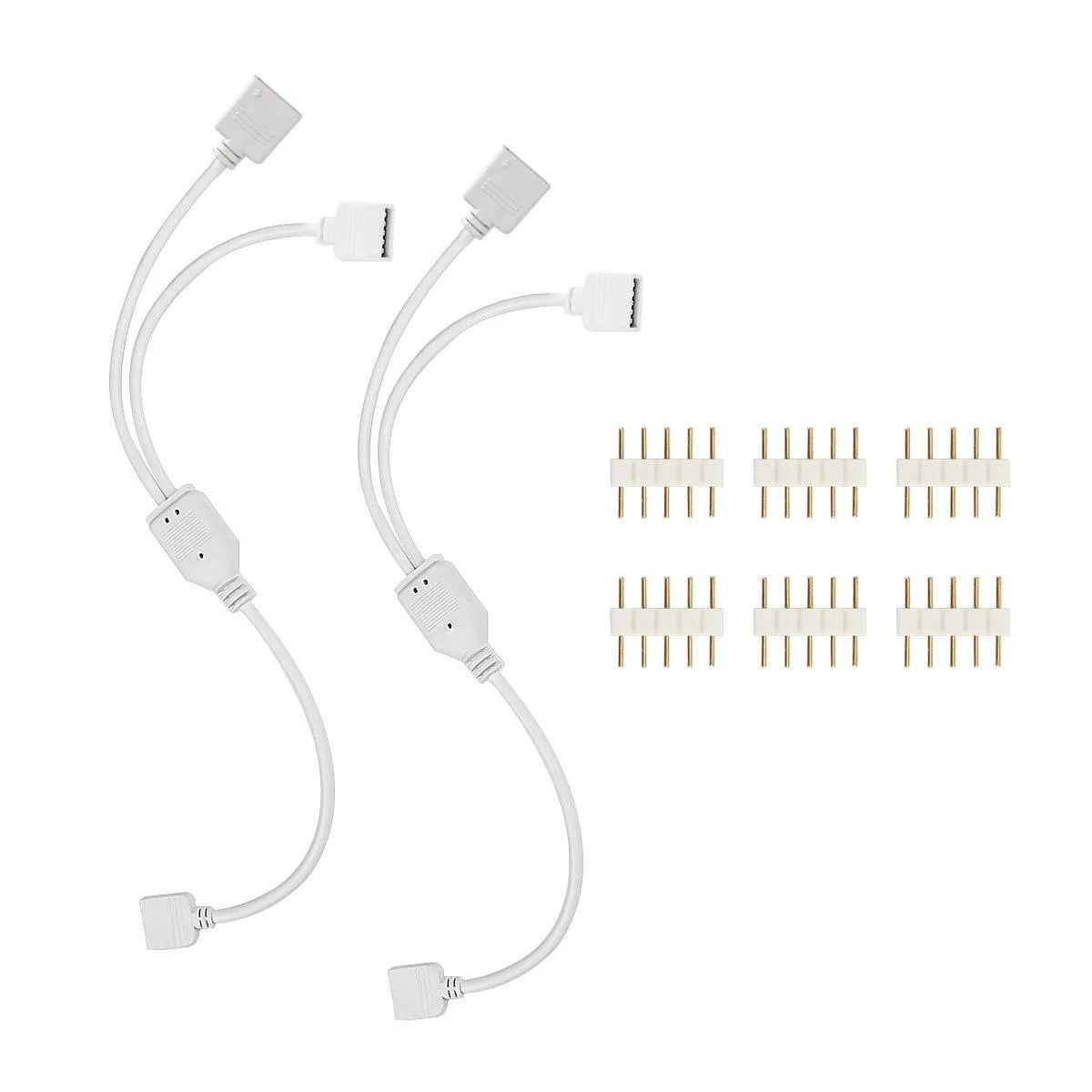 KEHIPI KEHIPI HD8069 5-pin RGBW LED strip splitter cables 2-pack with 6 male plugs — product photo