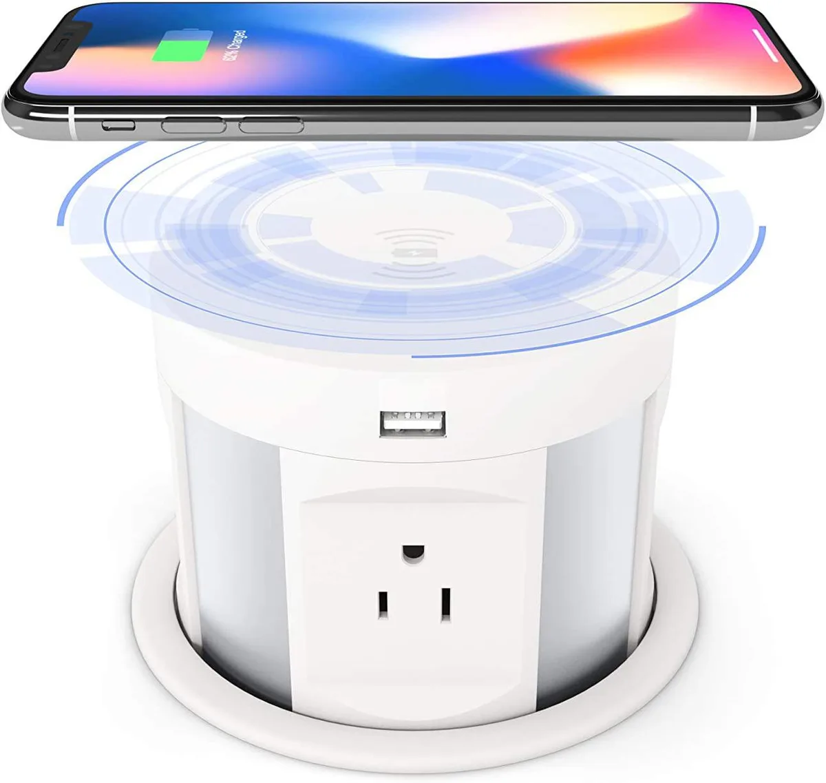 Value Brand Value Brand Automatic Pop-Up Outlet 4.7" 4US 2USB RJ45 HDMI 15A 125V 1875W 5W Wireless Charger — product photo