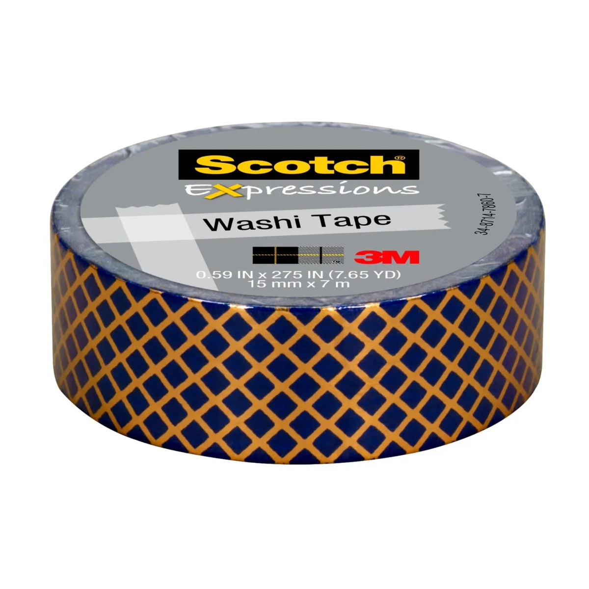 Scotch Scotch Expressions Foil Washi Tape .59 in x 393 in Navy Blue Gold — product photo