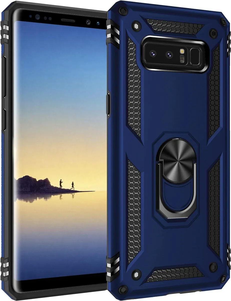 TAURKENAM TAURKENAM Samsung Galaxy Note 8 Case Blue 360 Metal Ring Kickstand Magnetic Mount — product photo