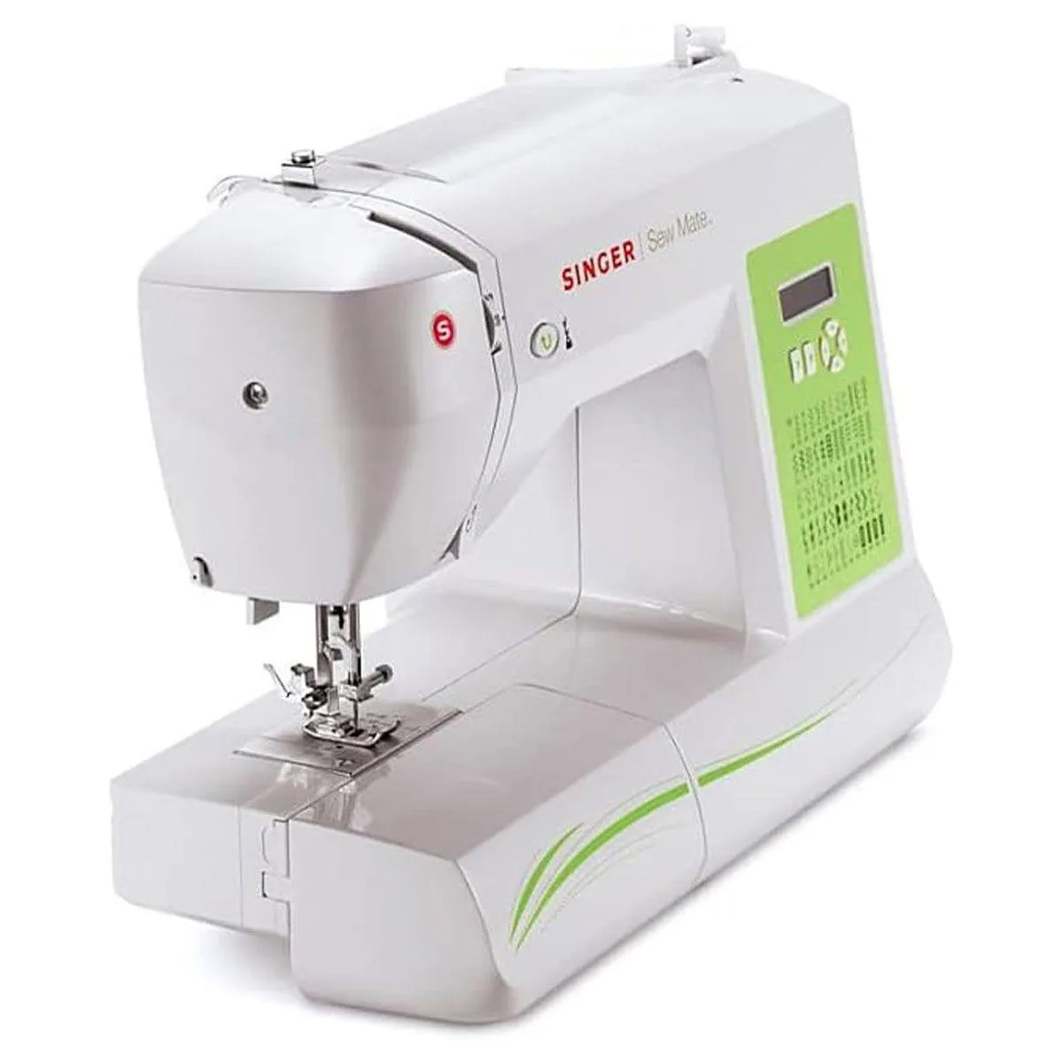 White Singer Sew Mate 5400 sewing machine with built-in stitches and automatic needle threader