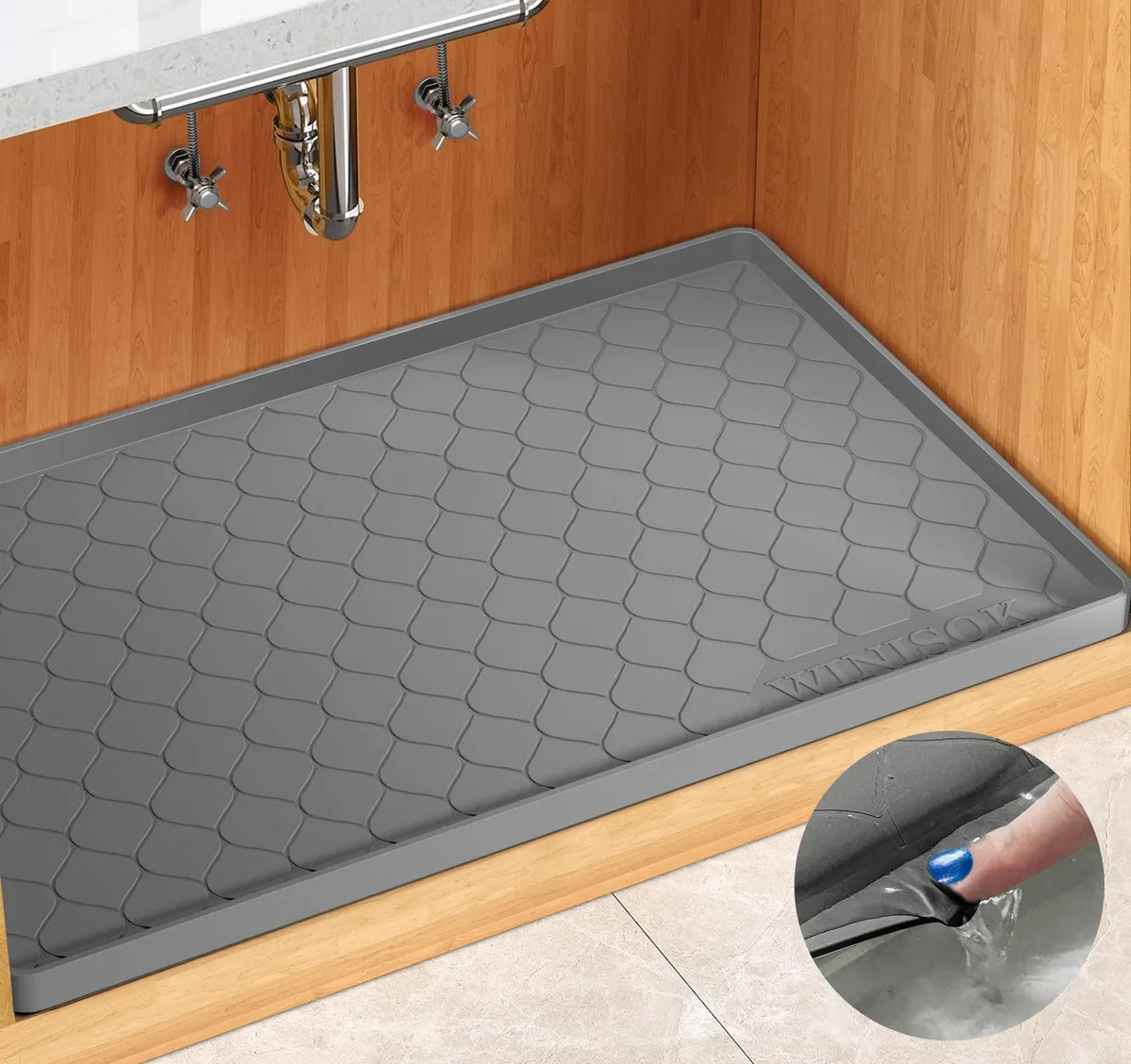 Dark grey silicone mat 34 by 22 inches rectangular shape flexible material