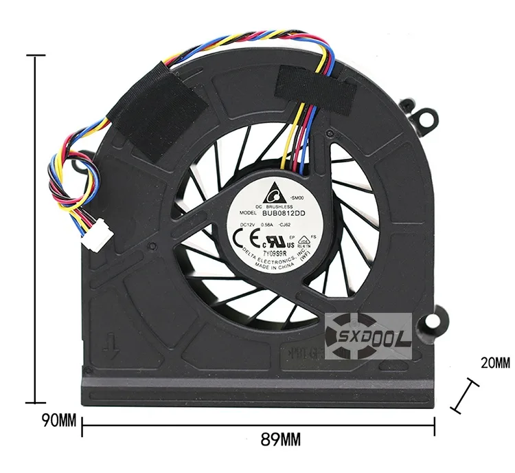 SXDOOL SXDOOL BUB0812DD-CJ62 12V 0.58A 4-wire 90x89x20mm case fan — product photo