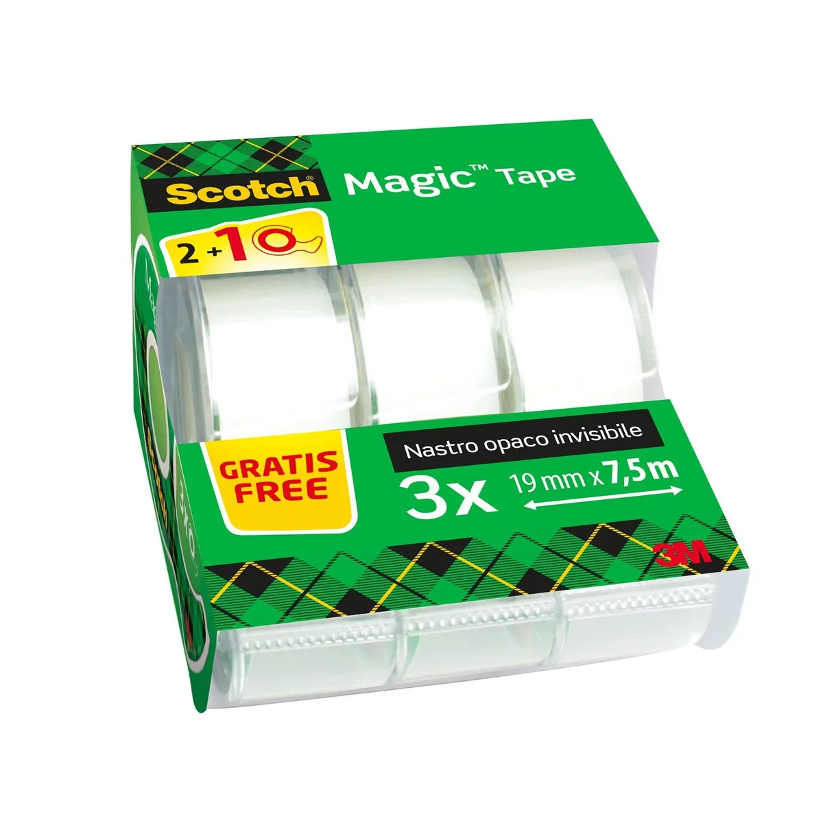  Scotch 8-1975C3 Magic Tape 19 mm x 7.5 m 3 rolls dispenser — product photo