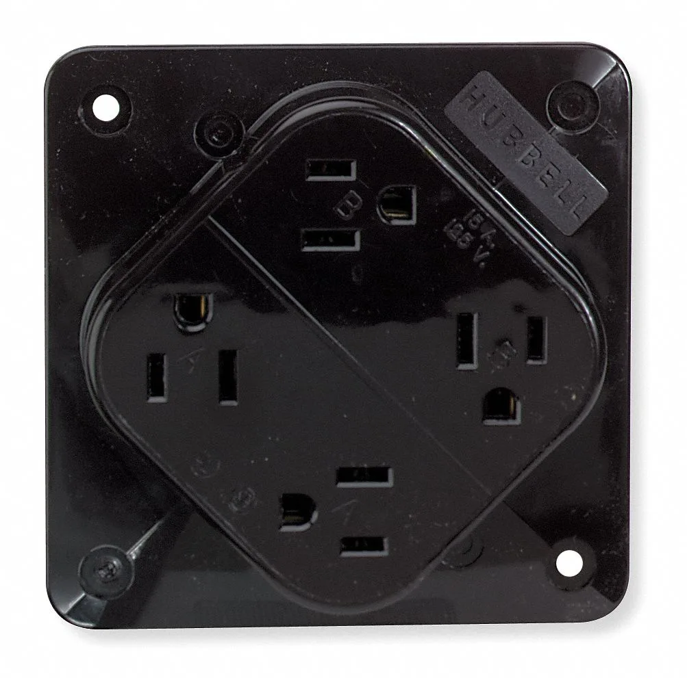 Brown polycarbonate surface receptacle with four outlets