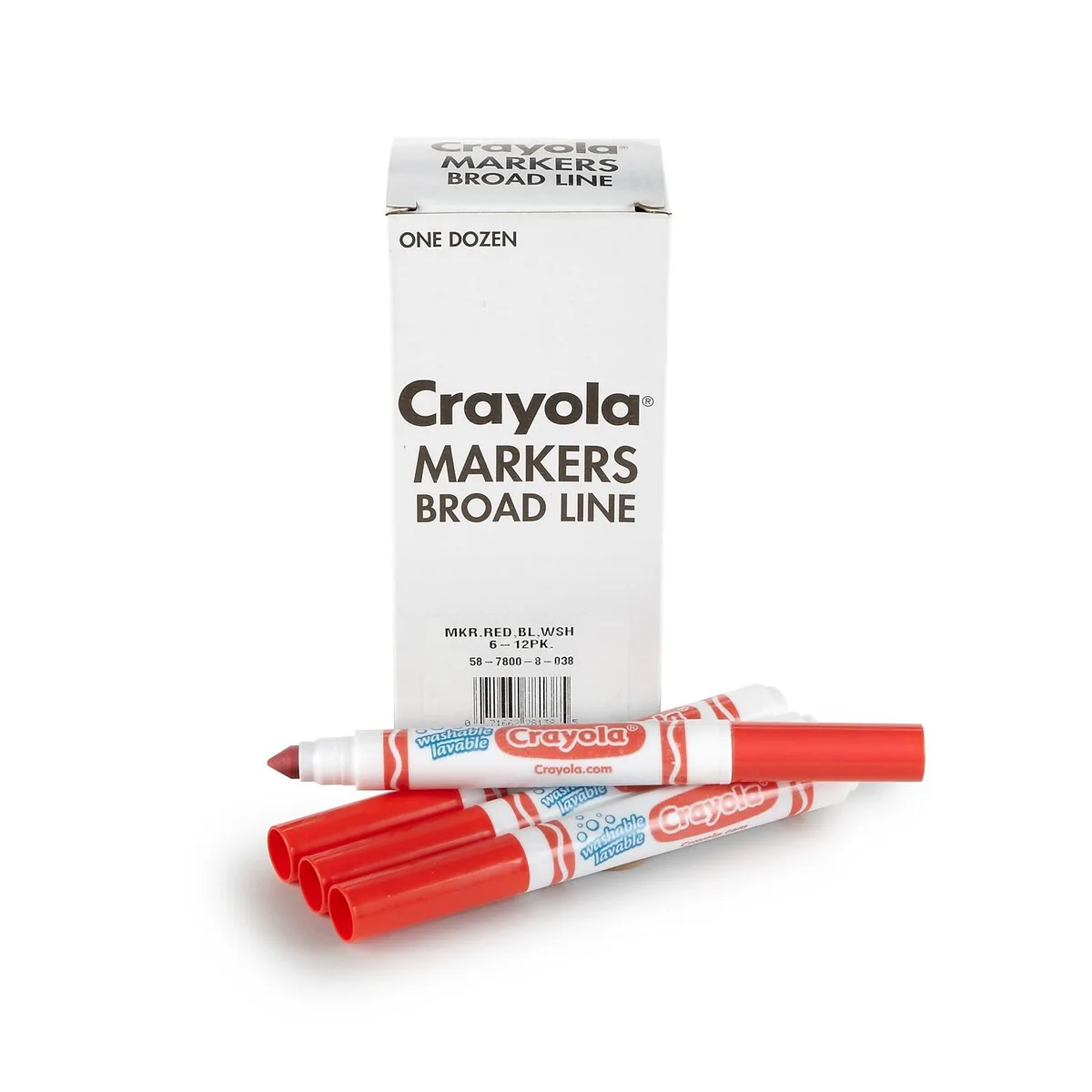 Crayola Crayola 58-7800-038 Broad Line Washable Marker Red 12/Box — product photo