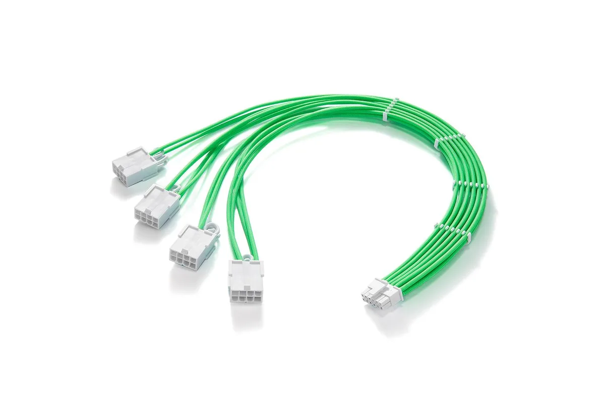 FormulaMod FormulaMod 16AWG 12VHPWR to 4x8Pin PCIe 5.0 Extension Cable 17.7in Green+White — product photo