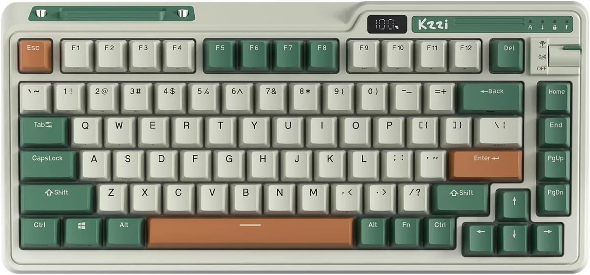 BFKK BFKK 75% Wireless Gasket Mechanical Gaming Keyboard 82 Keys Triple Mode Bluetooth 5.0 Knob Power Display — product photo