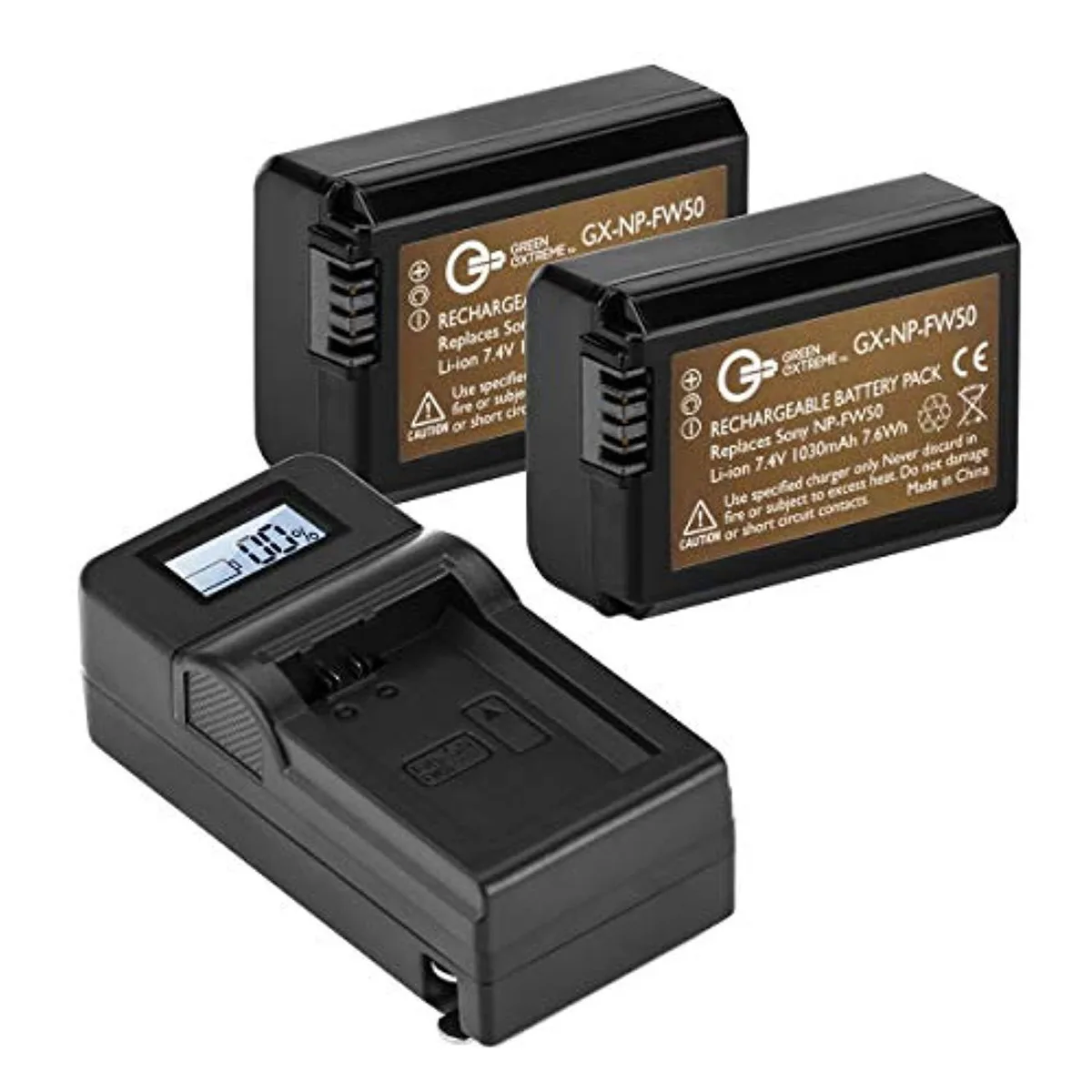 Green Extreme Battery Green Extreme Battery NP-FW50 2 Pack &amp; Charger Kit — product photo