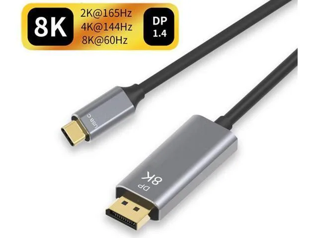 LORDWORLD LORDWORLD USB-C to DisplayPort 1.4 Cable 10ft 8K 60Hz 4K 144Hz 32.4Gbps Black — product photo